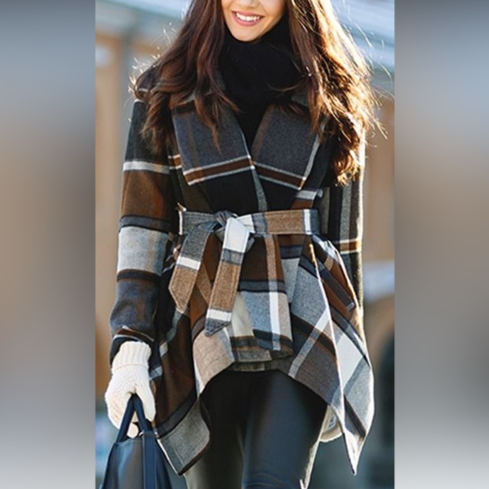 PRAIRIE CHECK RABATO COAT BY CHICWISH